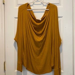 Off the shoulder waffle knit top